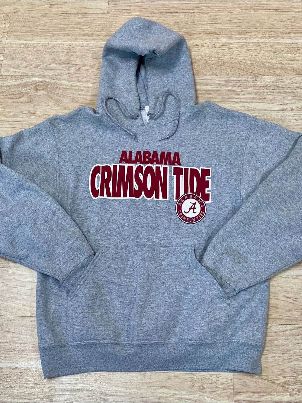 Vintage Alabama Crimson Tide Hoodie Mens Medium Grey Russell Pullover Sweatshirt